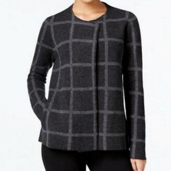 𝅺WINDOWPANE Plaid Open Front Cardigan - Picture 2 of 10